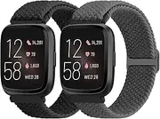 TumpCez Elastic Braided Band Compatible with Fitbit Versa 2 Bands/Fitbit Versa Bands/Fitbit Versa Lite Bands/Fitbit Versa SE Bands, Solo Loop Stretchy Straps Nylon Sport Wristband for Women Men