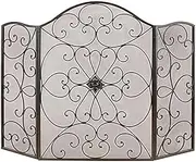 Spark Protection Fire Screen Large Fireplace Screen with Metal Mesh - 3-Panel Fire Place Guard Screen - Flame Guard Decor, Foldable Design (Color : Red Copper)(Red Co