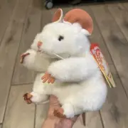 Folkmanis Folk Tails White Mouse Plush Hand Puppet 7 Inch Plush Articulate Mouth
