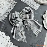 Silver Grey Black Bow Lolita Cross Black Edge Clip Pair Clip Brooch Bow tie Girl