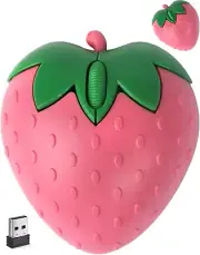 Wireless Bluetooth Mouse Cute Pink Fruit Strawberry Shape Silent Portable