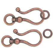 10 Sets Antiqued Copper Plated Pewter Large Shepherd's Hook & Eye Clasps