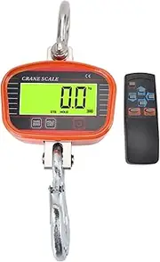 [Plyisty] Digital Crane Scale, Industrial Heavy Duty Hanging Scale, Backlit Large LCD Display, Remote Control, 2000kg Crane Scale with Hooks for Construction, Factory, Farm, (Orange)