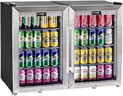 Schmick Tropical Triple Glazed Outdoor 2 Glass Door Alfresco Bar Fridge, Silver