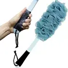 Back Handle Shower Scrubber For Loofah With Non-slip Soft Nylon Mesh Sponge