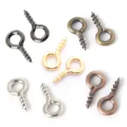 200pcs Gold/Silver/Bronze 4x9mm Metal Hole Eyelets Screw Bails Top Pins Hooks