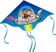 Oirigaga Children's Kite, Dog Patrol Children's Kite, Single Line Flight Kite with Handle, Lines and 4 Tails for Outdoor Beach Park, Cartoon Anime Kite, Cute Small Wind Kite for Beginners from 3 Years