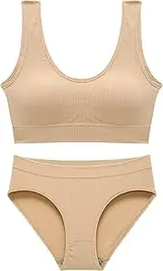 [Generic] Women'S Lingerie Sets 2 Piece V Neck Sexy Cami Bra And Panty Set No Padding Underwear Outfits Sports Bra