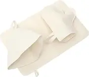 WOONEKY Felt Sauna Spa Gloves Banya Cap Sauna Cap Hand Held Mirrors with Handle Russian Spa Hat Lightweight Sauna Hat Banya Gloves Ny Hats for Men Caps Bathroom Supplies Grey