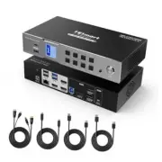 USB-C MST&EDID KVM Switch 3 Monitors 2 Computers HDMI+DisplayPort, 4K@60Hz