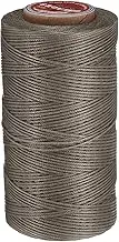 uxcell Flat Leather Sewing Waxed Thread, 200m / 219 Yards Polyester Wax String, 210D Wax Stitching Cord for Leather Crafts, Bookbinding, Bracelets Braided, Gray Brown