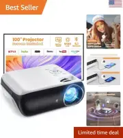 Ultra-Bright Portable Bluetooth Projector - 1080P HD - 100''Screen - Compatible