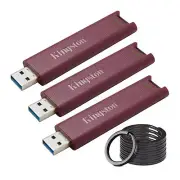 Kingston DataTraveler Max 256GB Flash Drive 3 Pack with Keyrings 10 Pack Bundle