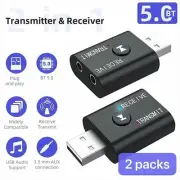 2in1 3.5mm Bluetooth 5.0 Transmitter Receiver Car Wireless Audio Adapter USB Aux