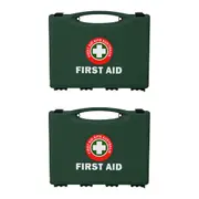 2x First Aid Kits Australia Deluxe Portable Car First Aid Kit Box 26x21cm Green