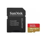 SanDisk Extreme microSDXC SQXAA 128GB V30 U3 C10 A2 UHS-I 190MB s R 90MB s W 4x6 SD adaptor Lifetime Limited Action Cam