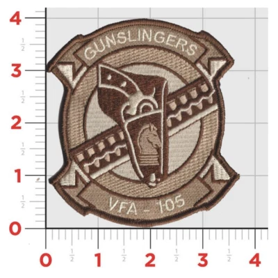 NAVY VFA-105 GUNSLINGERS DESERT TAN HOOK & LOOP EMBROIDERED PATCH
