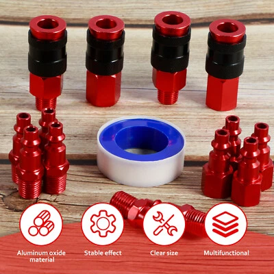 15Pcs Air Coupler and Plug Kit 1/4inch NPT Quick Connect Air Fitting Set flvfX