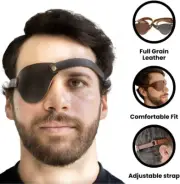 Handmade Medical Adjustable Real Leather Eye Patch for Left Right eye