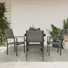 5 Piece Garden Dining Set Black Steel Textilene Outdoor Furniture Patio Ta 00735