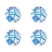4x Maxwell and Williams Blue Coral Ceramic Round Coaster 10cm - Sea Life