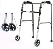 Walker, Heavy-Duty Geriatric Elderly Walker Foldable with 2 Wheels,Rolling Rollators - Adjustable Height Mobility Aid Walking Frame Crutch Little Surprise