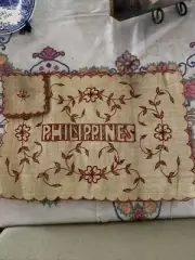 Set Of 12 Vintage New Woven Red Brown Placemats & Coasters Philippines Free Ship