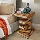 Side Table corner Stool Plant Stand Raintree Wood Natural Finish-Book CraftedTim
