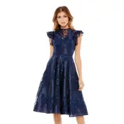 NWT Mac Duggal FLUTTER SLEEVE SEQUIN APPLIQUE COCKTAIL DRESS, #12467, Size 8