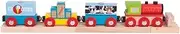 Bigjigs Rail Wooden Goods Train Toy - Train with 3 Carriages & Removable Freight, Comes with 2 Wooden Train Track Pieces & a Buffer, Compatible with Most Wooden Train Sets