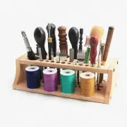 CraftMaster Wooden Leather Tools Organizer: DIY Storage Rack & Spool Thread Stan