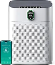 MORENTO Smart Air Purifier for the Bedroom Home up to 100m², Wi-Fi and Alexa compatible, PM2.5 Air Quality Display, Auto Mode, Quiet Mode 24dB, HEPA Filter Removes Dust, Pollen, Smoke (White)