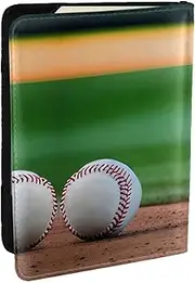 [GaxfjRu] Baseball Print Leather Passport Holder Covers Case, Waterproof Travel Wallet Passport Holder for Women Men, Black, One Size