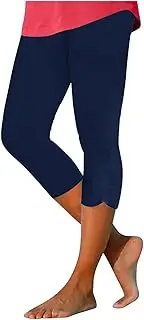 [Generic] Womens Capris for Summer Dressy Cropped High Waist Yoga Pants Comfy Stretchy Leggings Workout Compression Pants, Dark Blue-a, 3X-Large