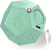 KADAMS Cube Timer Rotating Productivity Timer - Rechargeable Desk Timer Dodecagon with Sound Vibrate Light Alarm Flip Timer for Time Management Kids ADHD 1 3 5 10 15 20 25 30 45 60 90 Minute Green