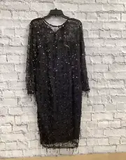 NWT Ax Paris Womens Black Sequin Long Sleeve HOLIDAY Sheath Dress SZ 12 STUNNER