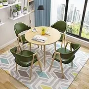 Nordic Simple Reception Chair Business Meeting Guest Table and Chair Office Leisure Small Round Table 1 Table 4 Chairs,OliveGreen