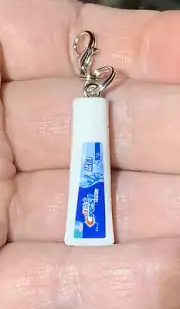 Crest Toothpaste Tube Bottle Charm Zipper Pull & Keychain Add On Clip!!