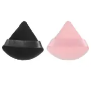 2 Pcs Loose Powder Puff Face Soft Triangle Puff Beauty Makeup Tool Black Pink