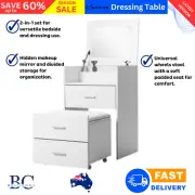 Artiss Dressing Table Bedside Tables 2-In-1 Makeup Mirror Drawers Stool White