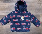 The Childrens Place Boys 18-24 Mos. Puffer Jacket w/Full Zip & Hood FIRE TRUCKS