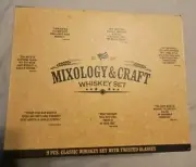 Mixology And Craft WHISKEY SET (5 )WITH TWISTED GLASSES Whiskey Wood Case!!!