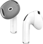 elago [2 Pairs, Fit in The Case] Ear Tips Cover Compatible with AirPods 4, Anti Slip Silicone Cover, Anti Scratches, Installation Guide (1 Pair of Each) (Dark Grey & White)