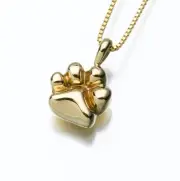 Gold Vermeil Paw Memorial Jewelry Pendant Funeral Cremation Urn