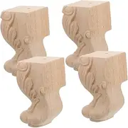OSALADI FA Feet Wood 4pcs Short Table Leg Extenders Dresser Furniture Legs 10x5.5cm Elegant Carved Design