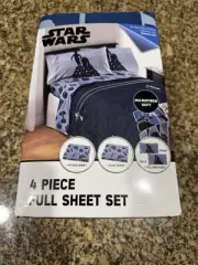 Disney Star Wars 4 Piece Full Sheet Set Bed New C-3PO R2D2 Blue Grey Microfiber