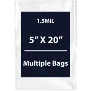 1.5Mil 5" X 20" | LDPE Clear Flat Poly Bags, Flexible & Durable | Multiple Bags