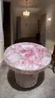 Rose Quartz Stone Coffee Table Top - Polished Gemstone Furniture - Luxury table