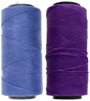2 Knot It Waxed Polyester Cord 1mm Diameter 144M Spools (Cobalt, Neon Purple)