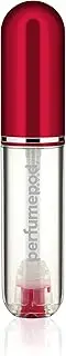Travalo Pod Pure Perfume Atomizer - Leak-Proof and TSA Approved for Air Travel - Reusable and Airtight Easy-Fill Mini Pump Sprayer - Lightweight, Clear Body, Fun Colorful Lid - Red 0.17oz